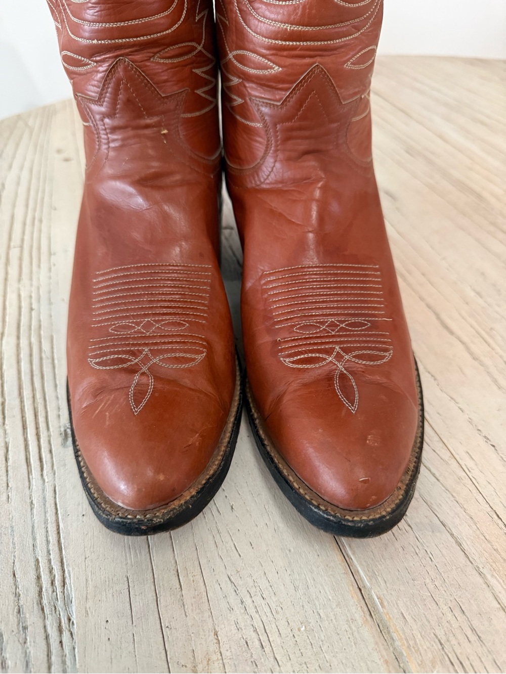 Tony Lama Women’s Vintage Western Cowboy Boots Cognac Brown Leather – Size 10. - Picture 8 of 10